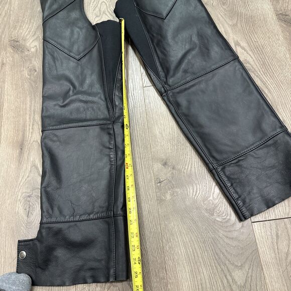 Vintage Harley Davidson Women's Black Leather Riding Chaps USA Made Size Small - Picture 11 of 13